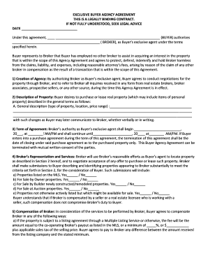 Exclusive Buyer Agency Agreement