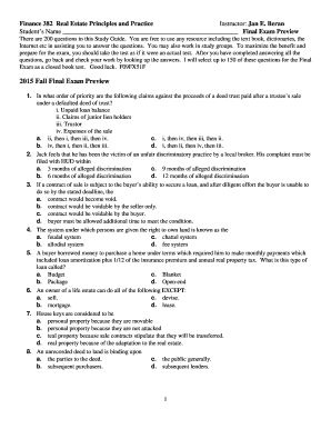 Real Estate Principles and Practice Final Exam Preview