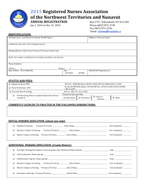 Registered Nurses Association Annual Registration Form