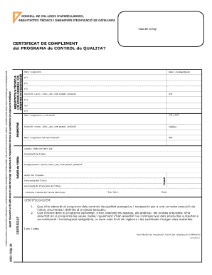 Catalonia Quality Control Compliance Certificate