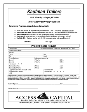 Commercial Equipment Lease Application