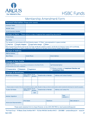 HSBC Funds Membership Amendment Form