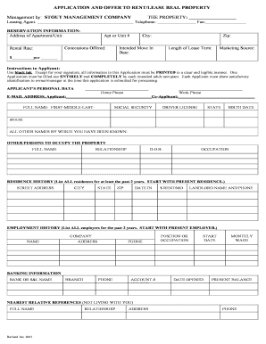 Rental Application Form