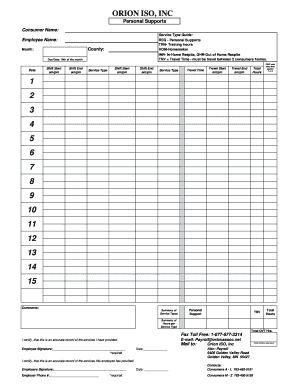 Personal Supports Service Report