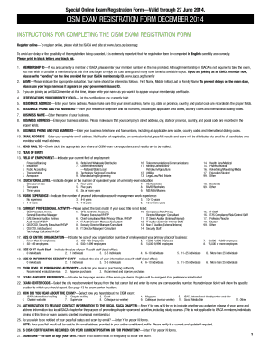 CISM Exam Registration Form