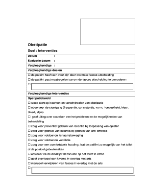 Verpleegkundig zorgplan voor obstipatie