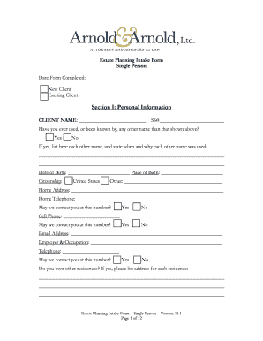 Estate Planning Intake Form