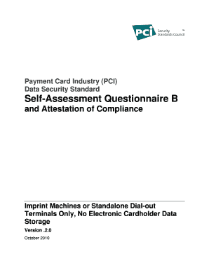 PCI DSS SAQ B Compliance Form