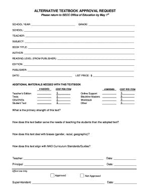 Alternative Textbook Approval Request