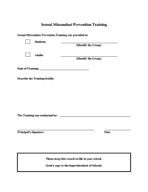 Sexual Misconduct Prevention Training Form