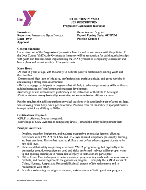 Fillable Online Doorcountyymca Door County Ymca Job Description