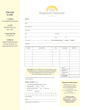 Responsive Classroom Order Form