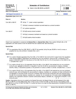 Schedule B Form 990 Contributor Information