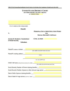 USDC/CIV-012 Personal Data Identification Form