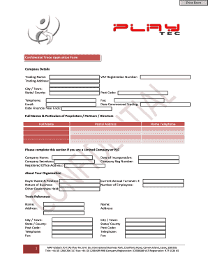 Confidential Trade Application Form