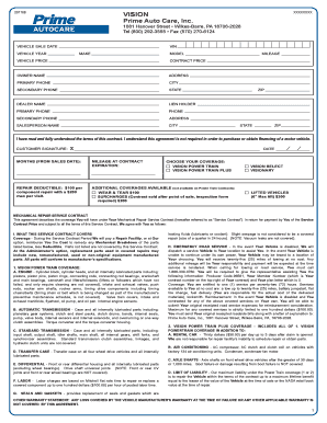 Vehicle Mechanical Repair Service Contract