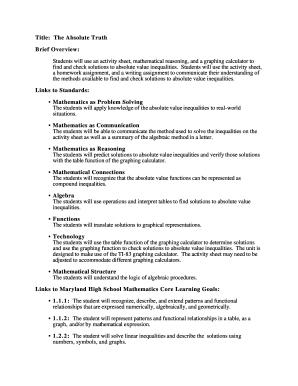 Absolute Value Inequalities Activity Sheet