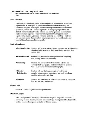 Algebra Data Collection Worksheet