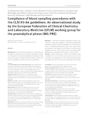 CLSI H3-A6 Phlebotomy Compliance Checklist