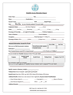 Disability Income Illustration Request Form