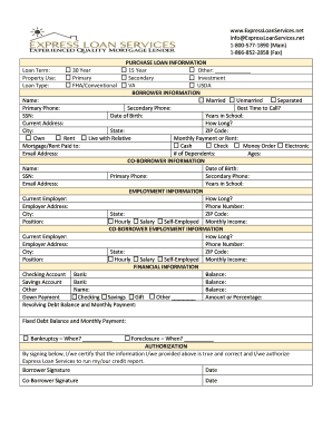 Purchase Loan Information Form