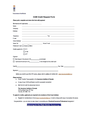CAIB Credit Request Form