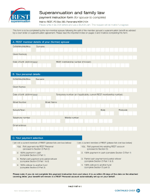 Superannuation and Family Law Payment Instruction Form