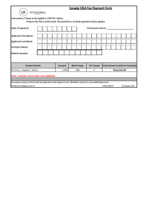 Canada VISA Fee Payment Form