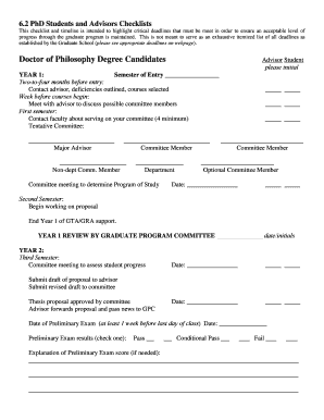 PhD Students and Advisors Checklists