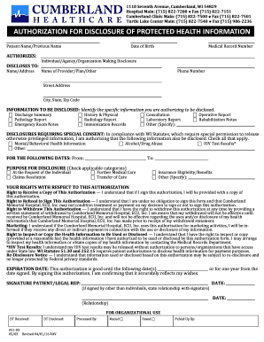Authorization for Disclosure of Protected Health Information