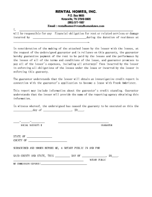 Rental Lease Guarantor Form