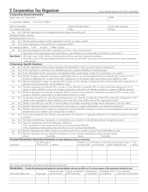 C Corporation Tax Organizer