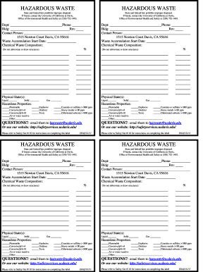 Hazardous Waste Label Form