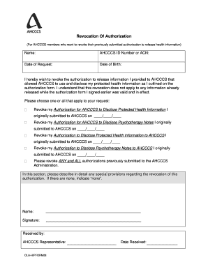 Revocation of AHCCCS Authorization