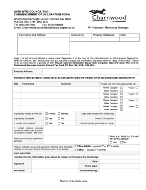 Council Tax Commencement of Occupation Form
