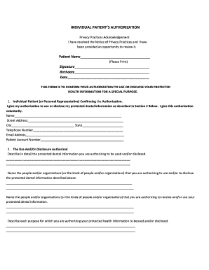 Individual Patient's Authorization Form