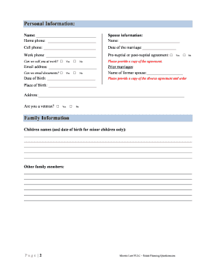 Estate Planning Questionnaire