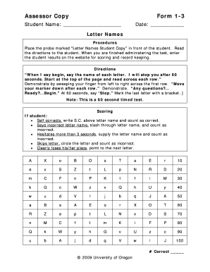 Letter Names Assessment Form