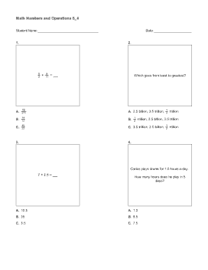 Math Numbers and Operations 6_4 Worksheet