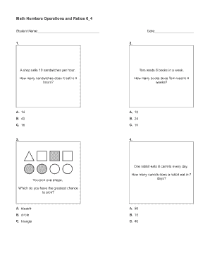 Math Numbers Operations and Ratios Worksheet