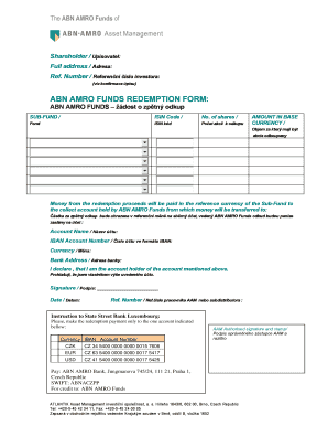 ABN AMRO Funds Redemption Form