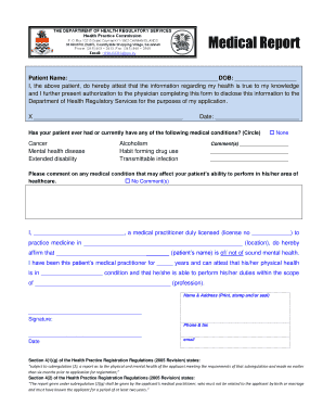 Medical Health Certification Form