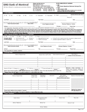 BMO Bank of Montreal RSP Application Form