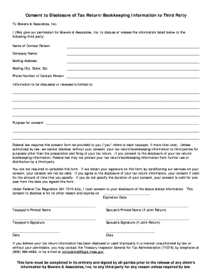 Tax Return Disclosure Consent Form