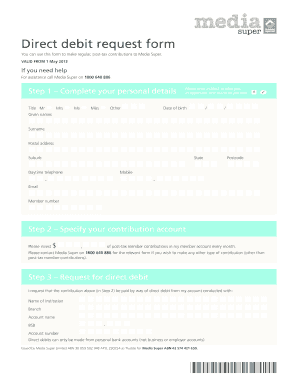 Media Super Direct Debit Request Form