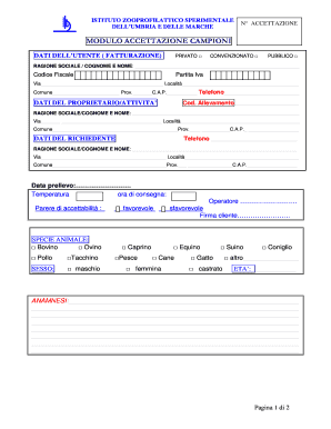 Modulo Accettazione Campioni
