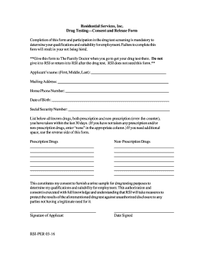 Drug Testing Consent and Release Form