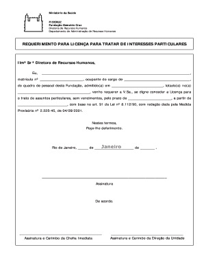 REQUERIMENTO PARA LICENÇA PARA TRATAR DE INTERESSES PARTICULARES
