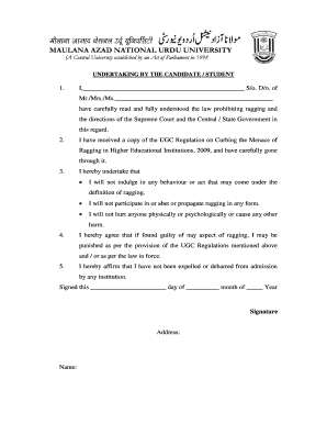 Anti-Ragging Undertaking Form