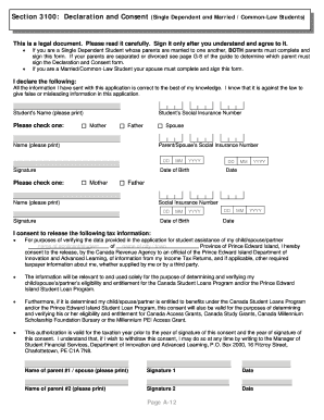 Declaration and Consent for Student Assistance